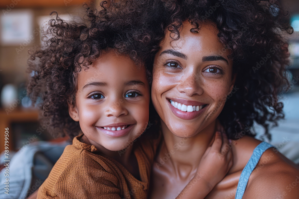 Happy Afro mother and daughter having fun together, love and family Happy Afro mother and daughter having fun together, love and family