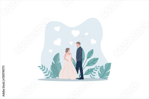 Wedding Party Flat Design Illustration
