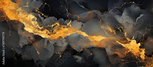 abstract gold and black marble background with cracks.