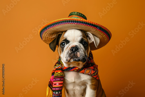 Cinco de Mayo celebration. Cute dog wearing a Mexican sombrero © ink drop