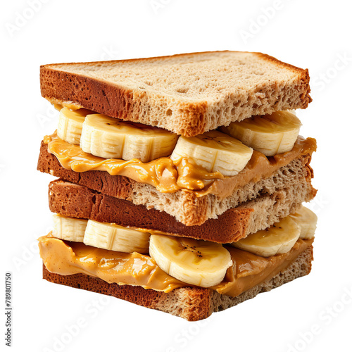 Delightful and Tasty Bossangoa Banana and Peanut Butter Sandwich Isolated On White Background  photo