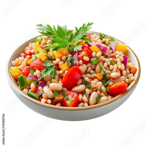 Fresh and Tasty Bossangoa Bean and Barley Salad Isolated On White Background  photo