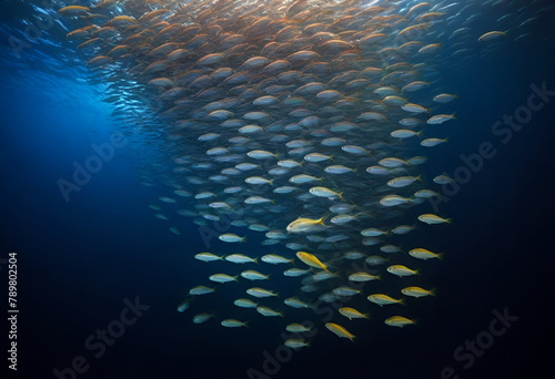 Bait ball of sardines and Mackerel in Magdalena Bay Baja California Sur. photo