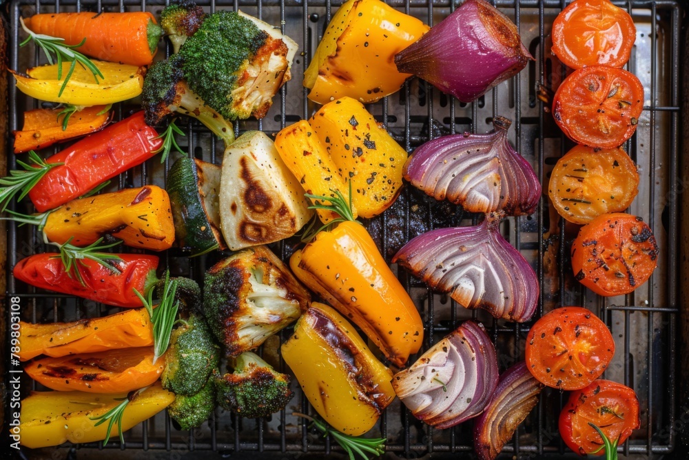 Roasted vegetables on air fryer rack