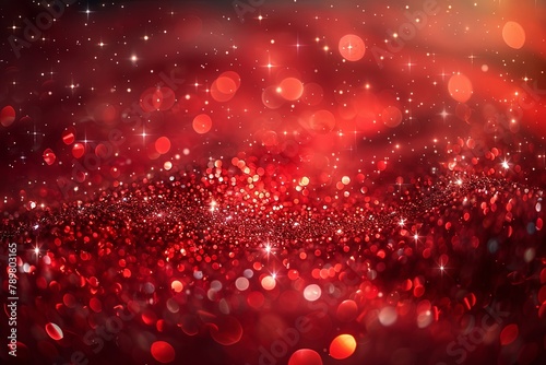 Shimmering Christmas Stars on a Vibrant Red Background 
