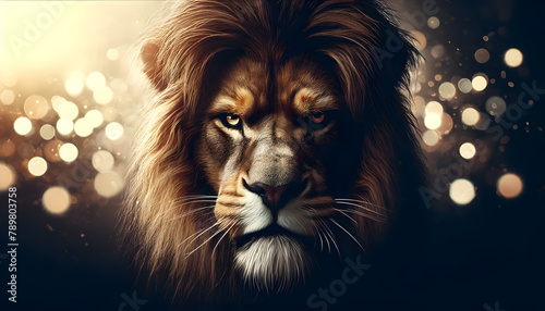A lion with an intimidating gaze, it's majestic and fierce presence.
