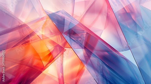 Abstract geometric glass background, circular, triangular, square,Baby blueand Light Indigo, sketchfab, minimalist imagery, pink and orange,use ofscreen tones, windows vista, minimalist, photo