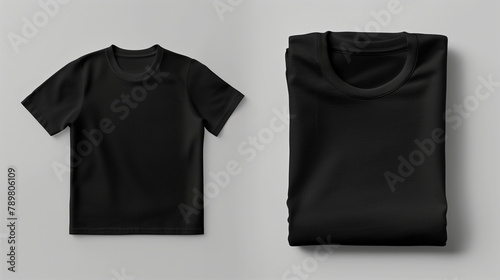 Black t-shirt and folded t-shirt (for mock-up) © TY