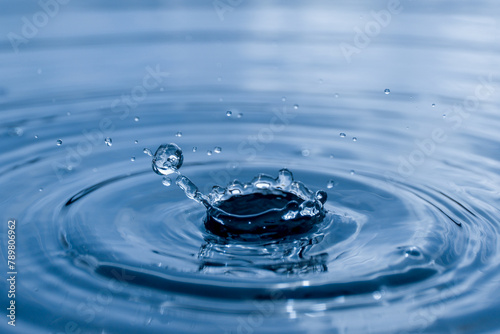 blue drop water , Liquid blue  water drop ripple background