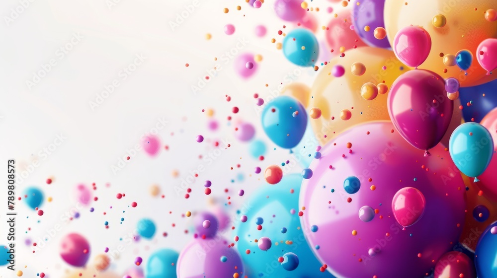 Colorful festive frame with balloons, streamers, and confetti: vibrant celebration scene for festivals, carnivals, or birthday parties Colorful festive frame with balloons, streamers, and confetti: vibrant celebration scene for festivals, carnivals, or birthday parties