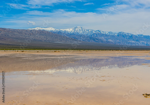 Telescope Peak and The Panamint Mountains Reflecting on Lake Panamint, Death Valley National Park, California, USA