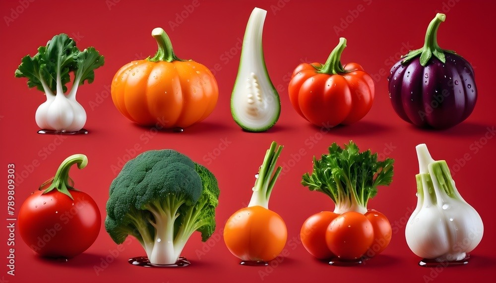 Set-with-pure-vegetables-with-drops-on-a-red-background--Cooking-concept--Nature-concept--Macro-concept--Healthy-fresh-food--Food-concept--Diet-food Set-with-pure-vegetables-with-drops-on-a-red-background--Cooking-concept--Nature-concept--Macro-concept--Healthy-fresh-food--Food-concept--Diet-food