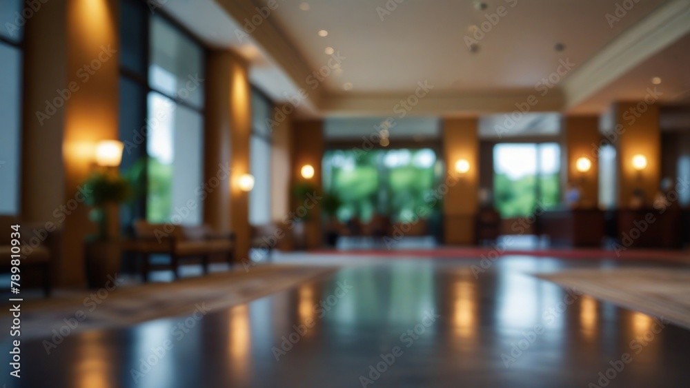 Blurry Ambiance Abstract Interior of Hotel Lobby