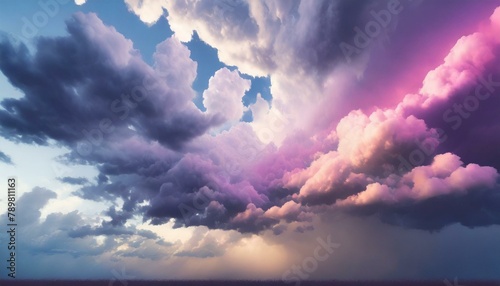 storm clouds timelapse, wallpaper texted Panorama view of overcast sky. Dramatic gray sky and white clouds before rain in rainy season. Cloudy and moody sky. Storm sky. Cloudscape. Gloomy and moody ba photo