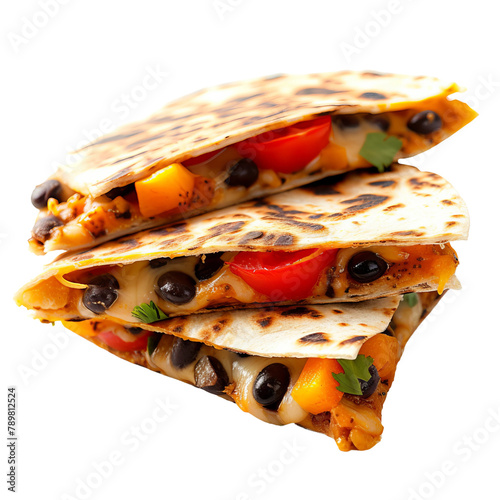 Delicious Bousso Butternut Squash and Black Bean Quesadilla Isolated On White Background  photo