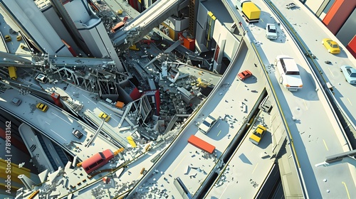 Fractured Progress: The 3D Rendered Infrastructure Collapse Revealing a Fragile Future photo