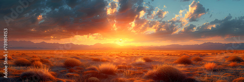 The Sun Sets Over a Desert Landscape, Beautiful aerial view above clouds with sunset  © Image Haven