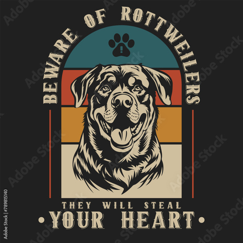 Vintage Rottweiler dog tshirt design vector