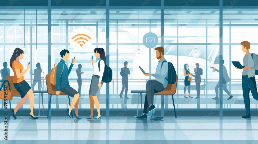 Busy Airport Terminal Scene Busy Airport Terminal Scene