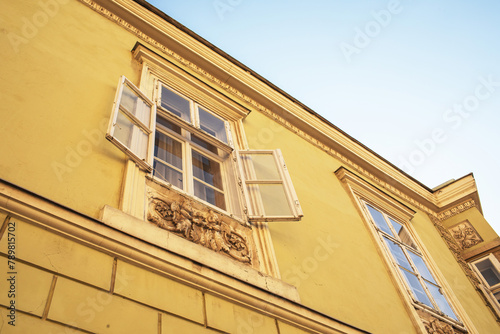 Facade of historic building in the city of Szekesfehervar.Hungary