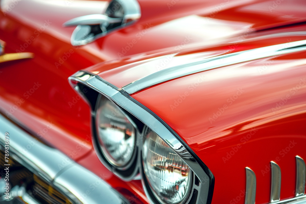 Chrome-plated red car emblem showcasing high-performance capabilities
