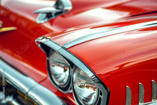 Chrome-plated red car emblem showcasing high-performance capabilities © Usama