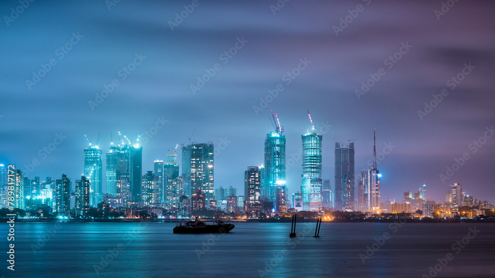 Mumbai City skyline during night 