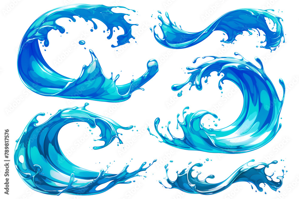 色々な角度のうねる液体の素材セット