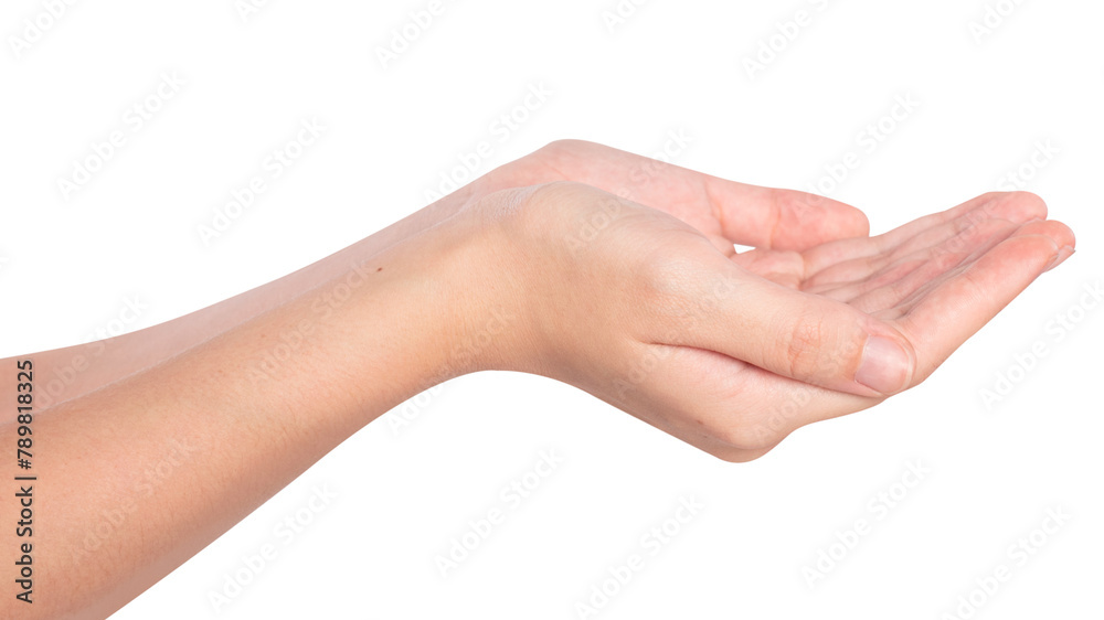 Cupped hand gesture png mockup