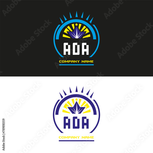 ADA letter logo vector design on black and white color background ADA letter logo icon design
