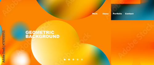 A vibrant geometric background featuring colorful circles on an amberorange backdrop reminiscent of a closeup of a fruit. The circles vary in size and create a playful and dynamic visual effect