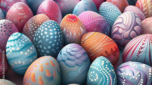 Colorful background of easter eggs collection, easter celebration Generative AI
