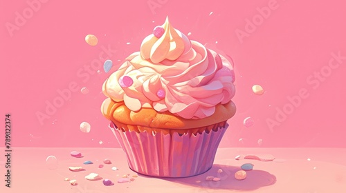 A vibrant and playful cupcake illustration