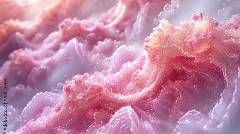 ピンクのマーブルとプラスチックが融合したホログラフィックの抽象的な3Dレンダリング < Generative AI > ピンクのマーブルとプラスチックが融合したホログラフィックの抽象的な3Dレンダリング < Generative AI >