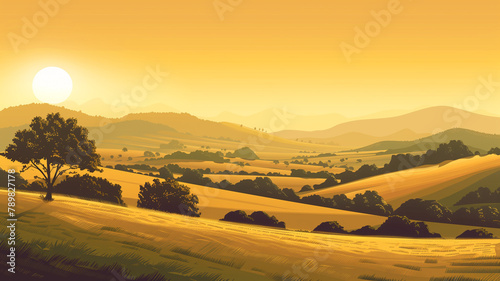  Golden fields at sunset.