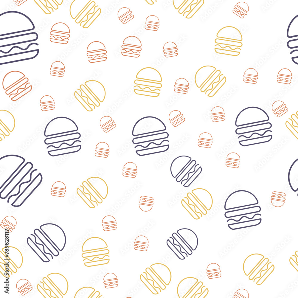Seamless Burger Pattern Drawn Hamburger Background