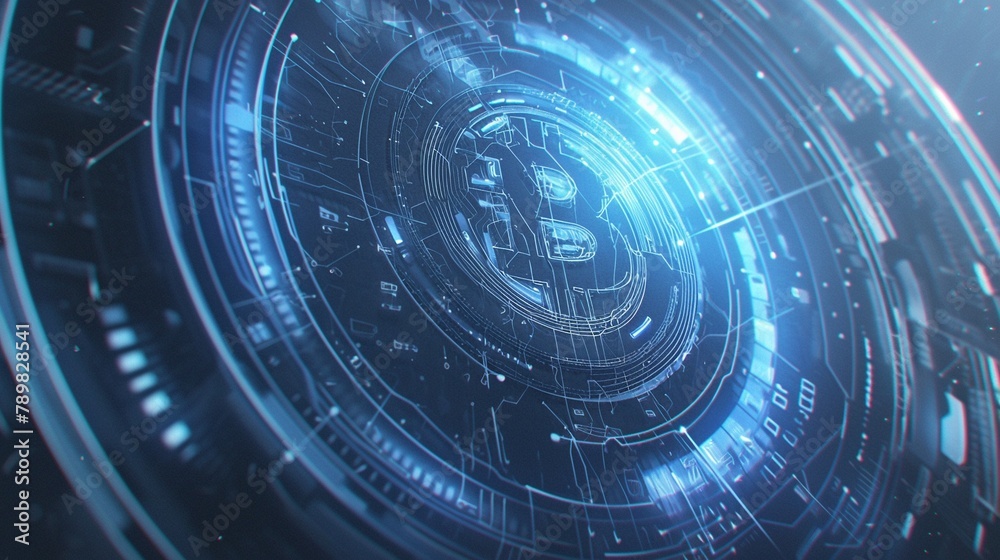 Fototapeta premium サイバー空間テクスチャー、ビットコイン5