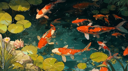 池にいる金魚10