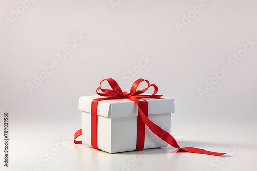 A gift box isolated on a white background , with copy space and a ribbon, free space
