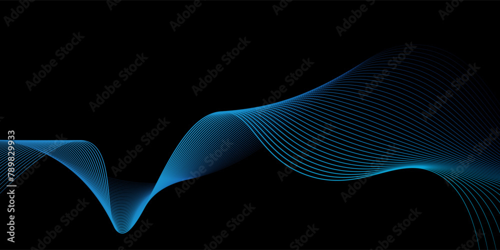Vector abstract light lines wavy flowing dynamic in blue green colors ...