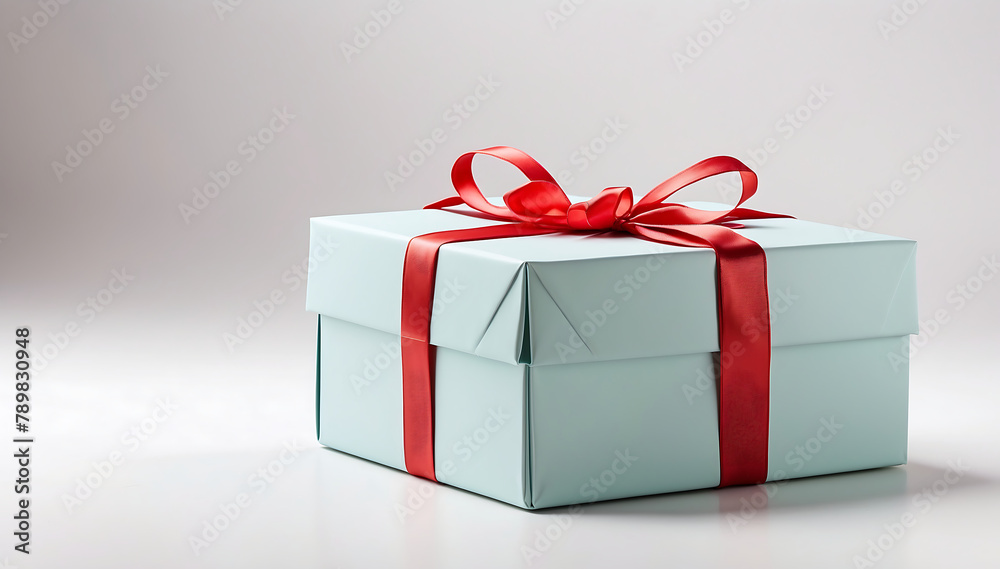Obraz premium A gift box isolated on a white background , with copy space and a ribbon, box