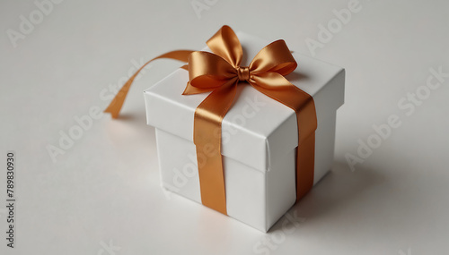 A gift box isolated on a white background , with copy space and a ribbon, gift