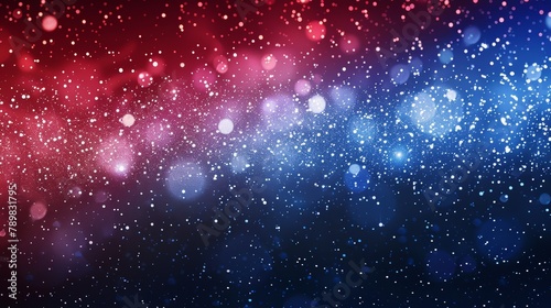 Abstract bokeh transition from red to blue with sparkling particles.