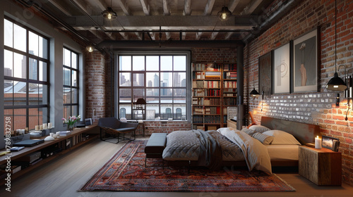 Designing a modern loft bedroom with industrial-chic accents. © Alishba