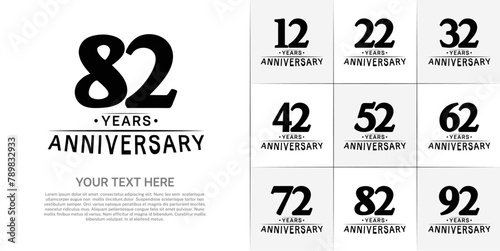 Set of Anniversary Logotype black color can be use for special day celebration