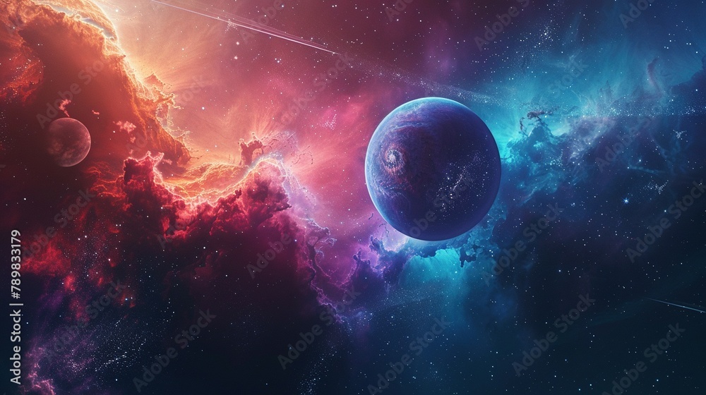 Obraz premium Planet Amidst Twin Trails