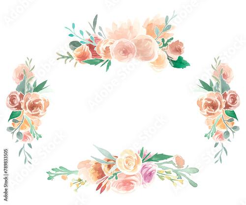 Flower frame png sticker  transparent floral watercolor illustration