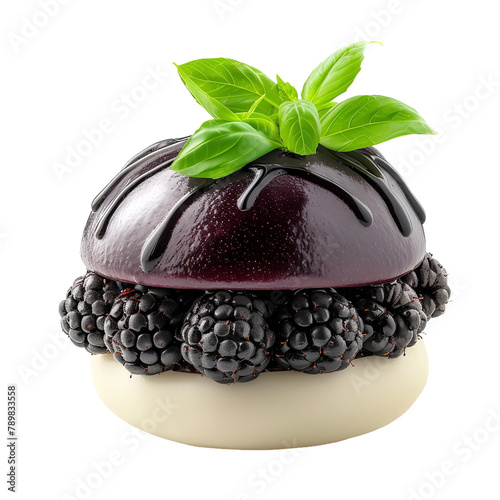 Fresh and Tasty Bujumbura Blackberry Basil Bao  Isolated On White Background  photo