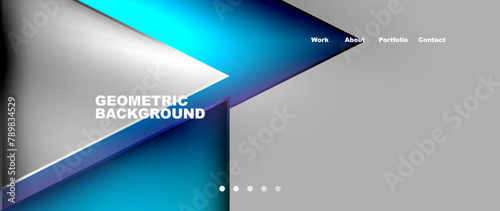 A geometric background featuring azure and watercolored triangles on a gray background, resembling a display device with electric blue hues