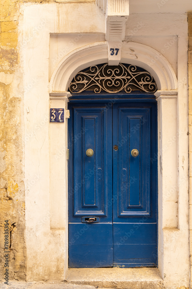 typical entrance doors of houses in Valletta, Malta